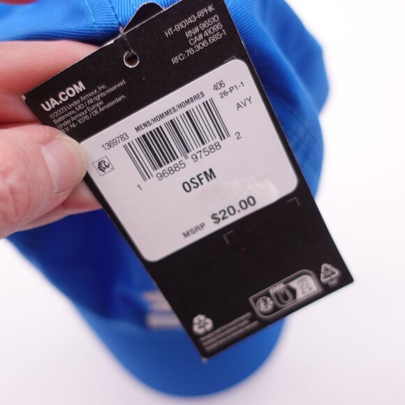 NEW Under Armour Men's Strapback Cap Cotton Blend OSFM Blue - Picture 7 of 8